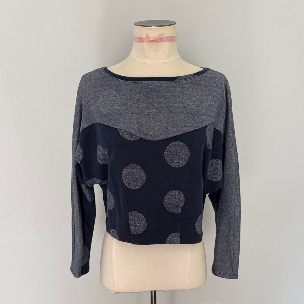 Anthropologie Postmark Blue and Gray Metallic Top